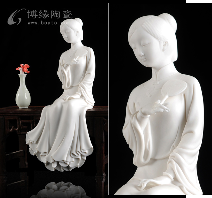 幽香 德化白瓷古典仕女美女人物雕塑家居客厅书房软装饰办公工艺摆件